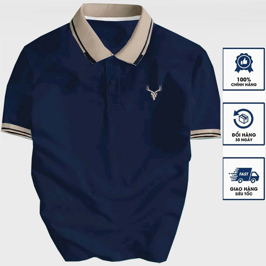 Áo thun Polo nam thêu Logo DEER vải thun cotton 4 chiều co giãn cực kỳ sang trọng