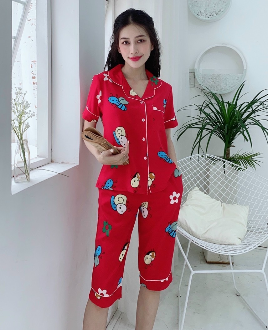 BỘ PIJAMA SIZE M - L - XL ( 38KG - 63KG ) LỤA THÁI LỬNG , QUẦN CÓ TÚI SÂU
