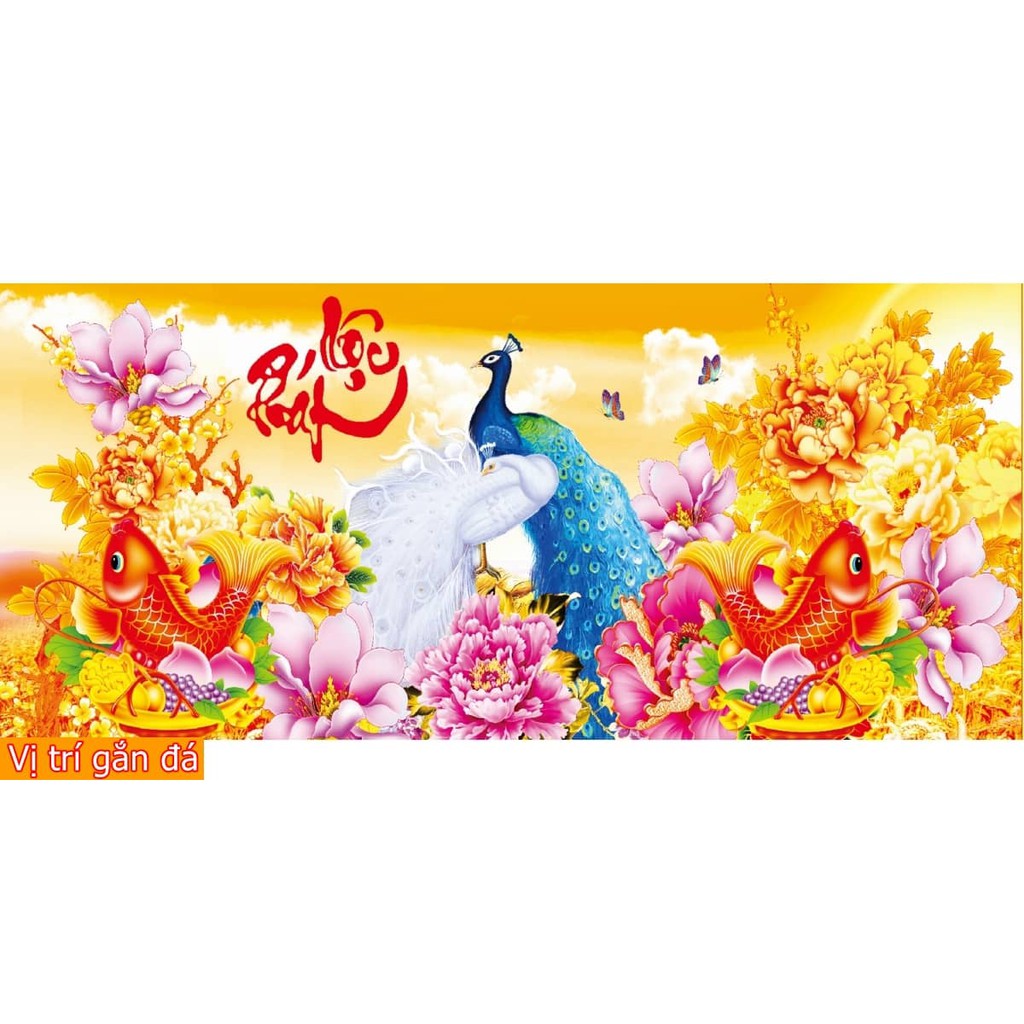 Tranh Đính Đá Đôi Công Lộc Phát Kt:1m13X50Cm