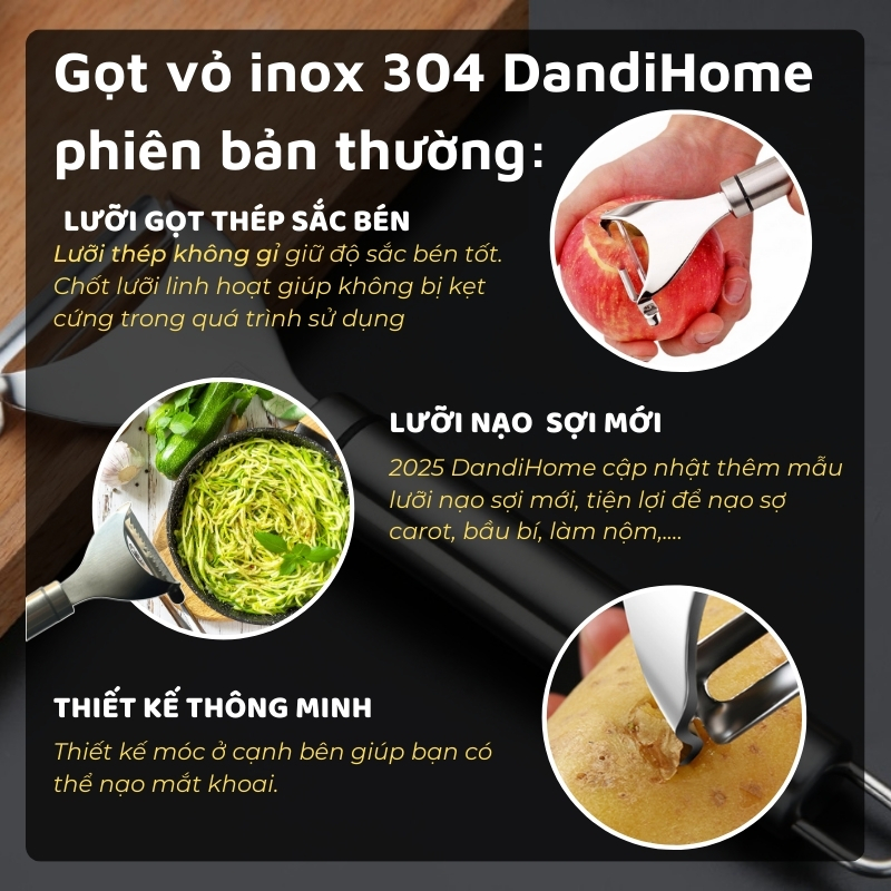 Dụng cụ gọt vỏ inox 304 DandiHome