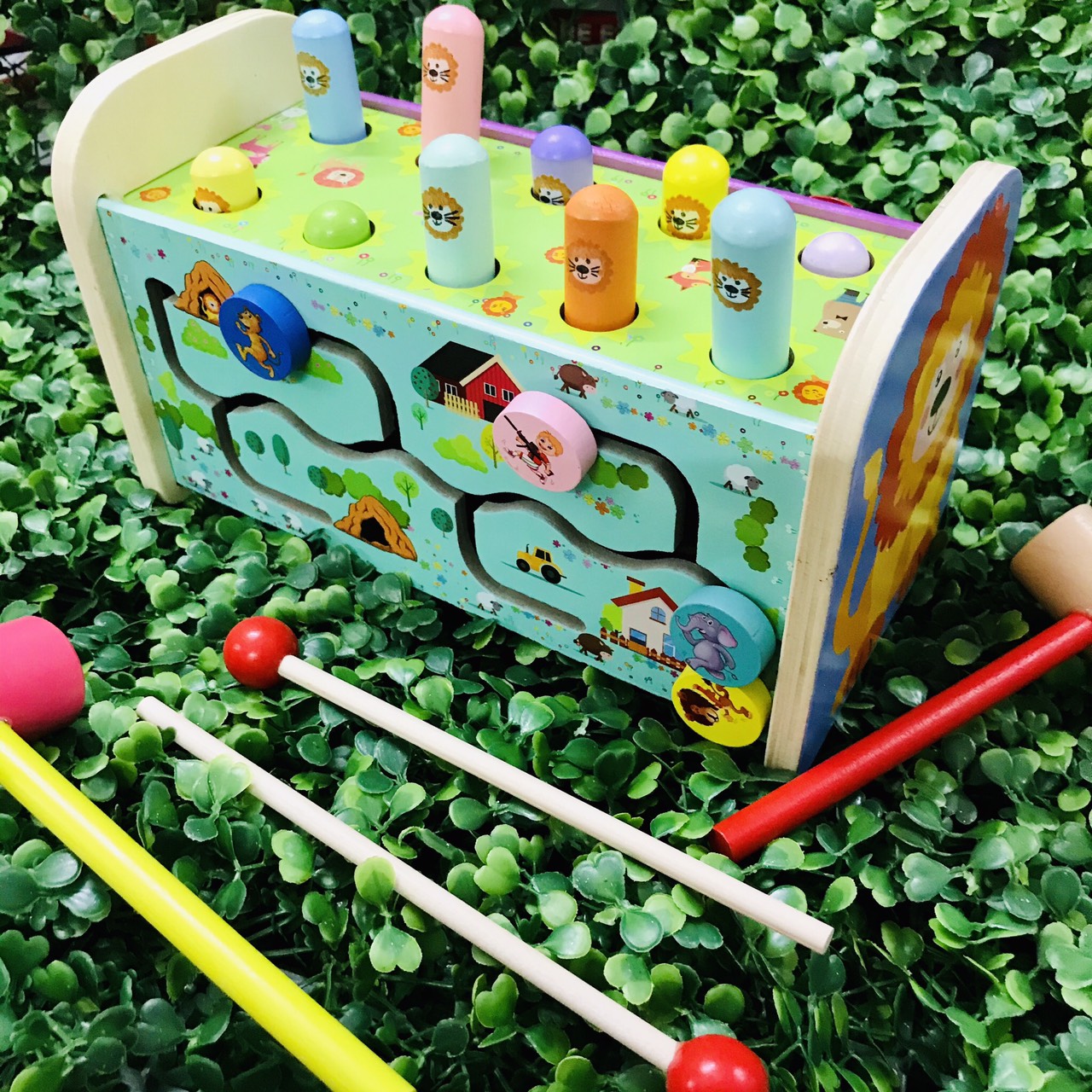 [ĐỒ CHƠI TRẺ EM BẰNG GỖ] Bộ đập chuột bằng gỗ cao cấp siêu bền cho bé trai và bé gái vui chơi vận động tại nhà (Kèm 2 chiếc búa nhỏ) - Đồ chơi đánh đàn gỗ và tìm đường đi độc đáo