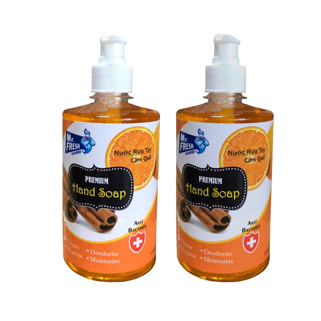 Combo 2 nước rửa tay khử mùi mr.fresh 500ml hương cam quế