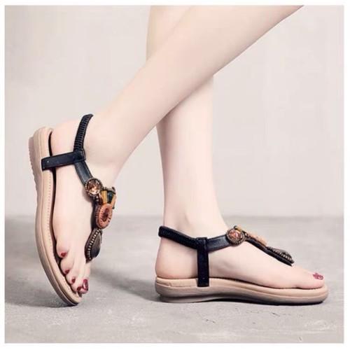 [HCM]Giày sandal đế bệt đính ngọc