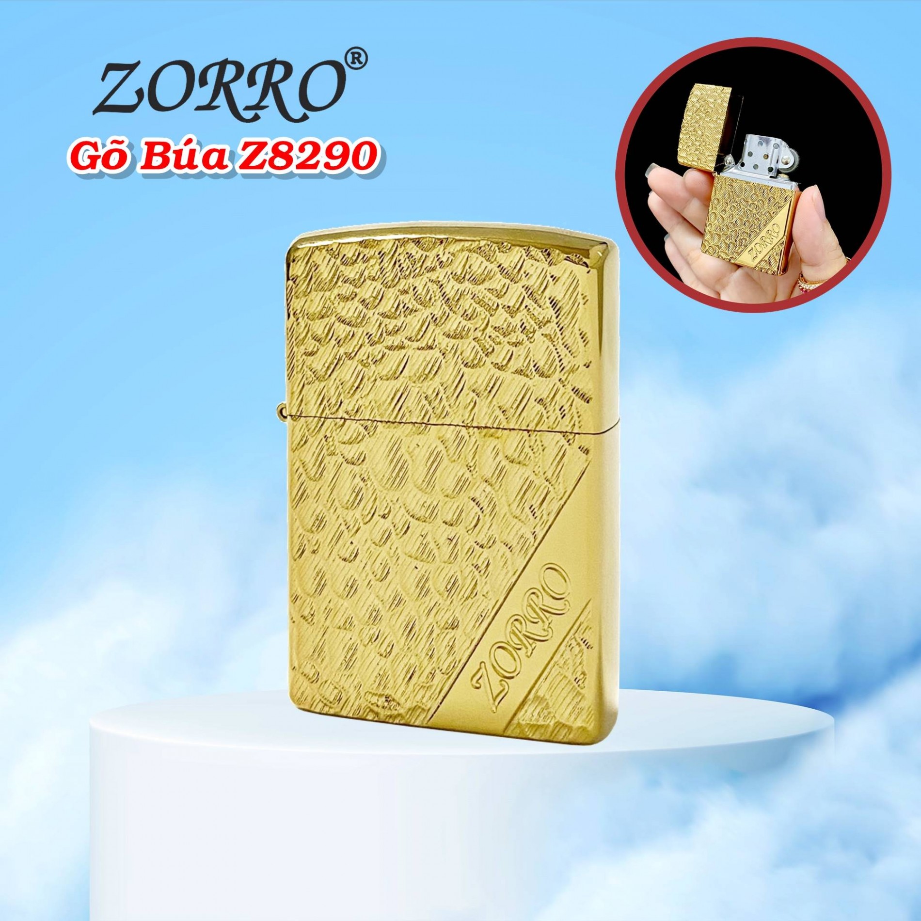 BẬT LỬA ZIPPO VÂN GÕ BÚA Z8290 (FULLBOX)