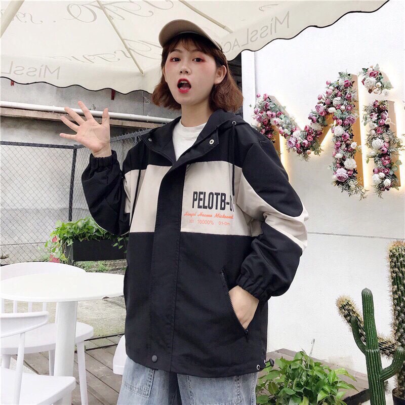 [HCM]ÁO KHOÁC KAKI NỮ FORM RỘNG PHỐI MÀU ĐEN TRẮNG ĐẸP PHONG CÁCH ĐƯỜNG PHỐ CÁ TÍNH NĂNG DỘNG THỎ TÂY SHOP94 NB04