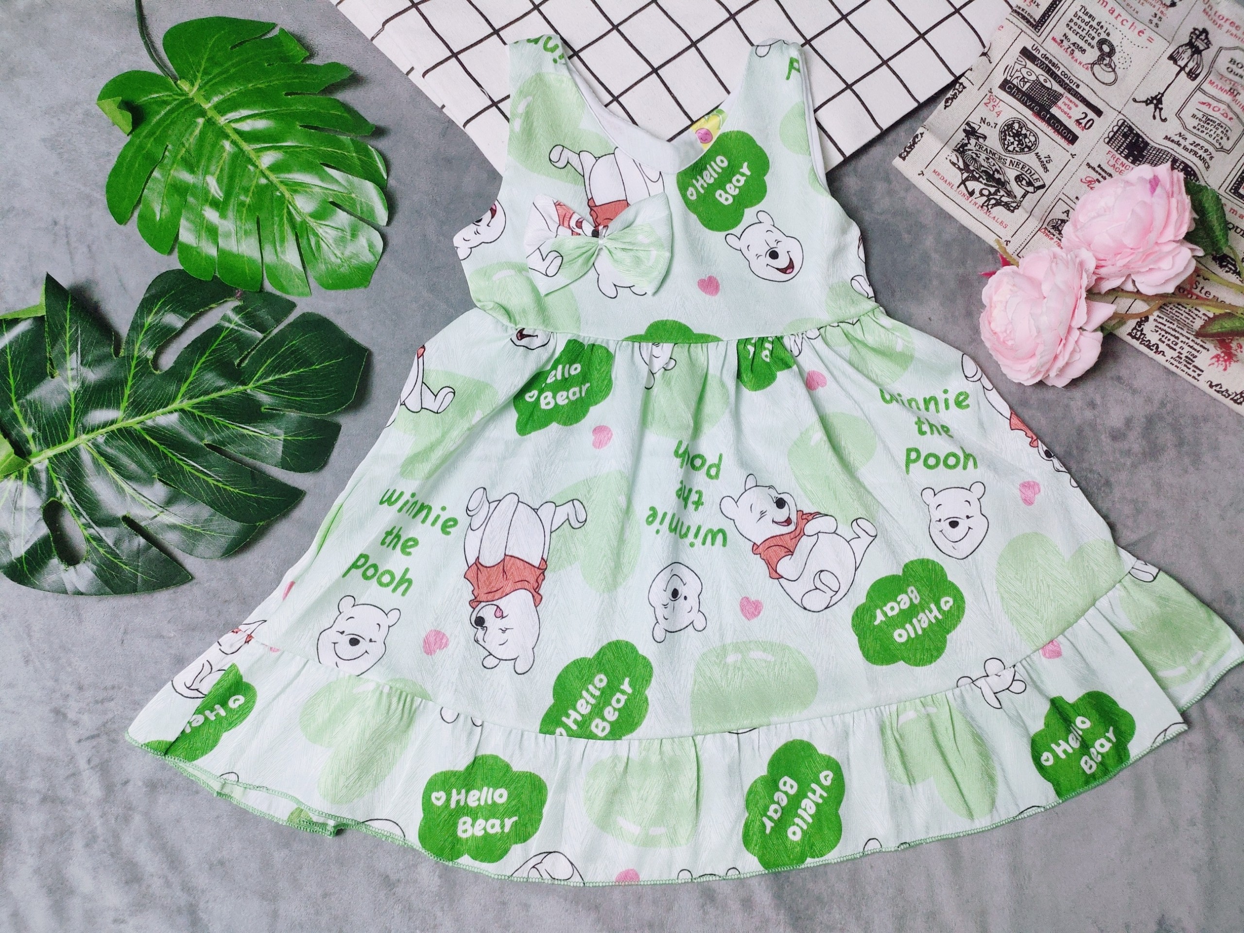 Đầm Gấm Xước Bé (8-16kg) (giao màu ngẫu nhiên)