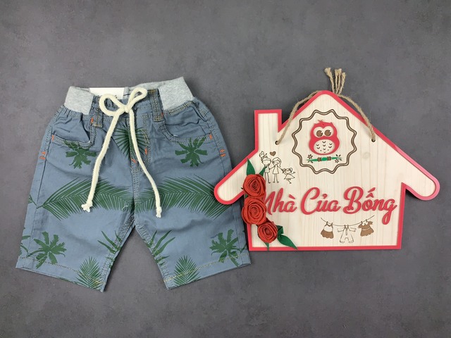[HCM]Quần short kaki cho bé trai quần in họa tiết cành cọ lạ mắt chất kaki mềm mại có co giãn bé mặc thoải mái size cho bé từ 11-35kg