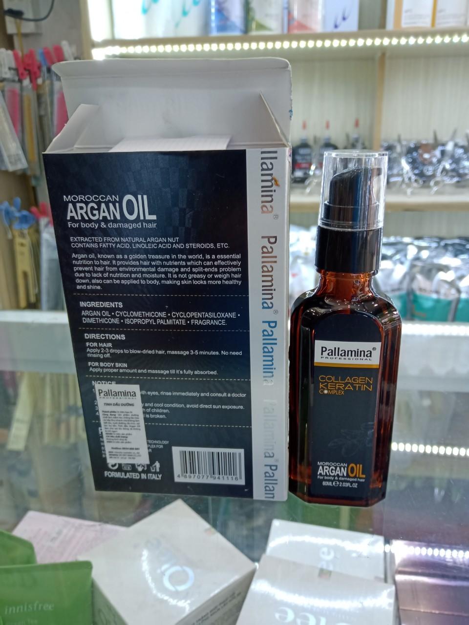 Tinh dầu Pallamina collagen keratin complex argan oil 60ml
