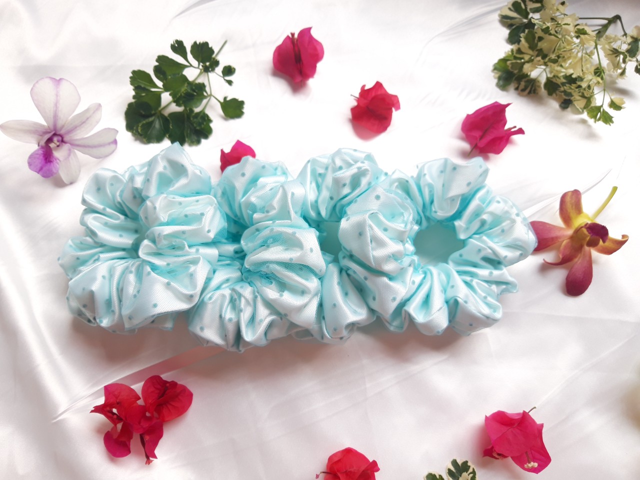 Cột tóc Scrunchies Hai Lớp von cao cấp.( Hàng xưởng mai, hình thật)