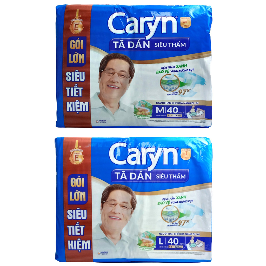 Tã Dán Siêu Thấm Caryn Size M40/L40