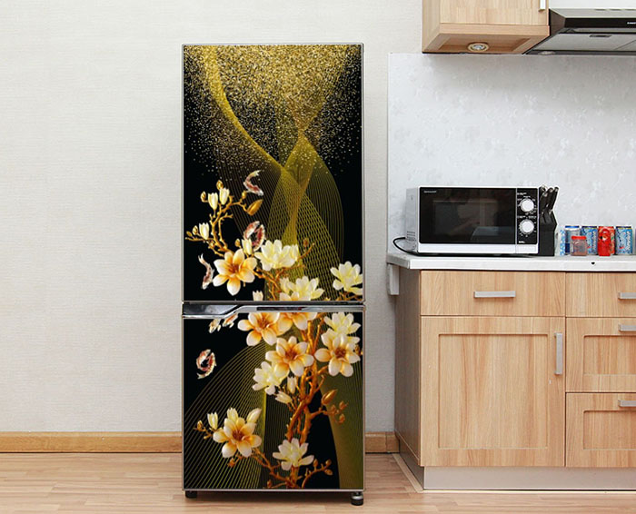 [HCM]Decal dán tủ lạnh - Mẫu Hoa Mai Trắng- Chất liệu cao cấp