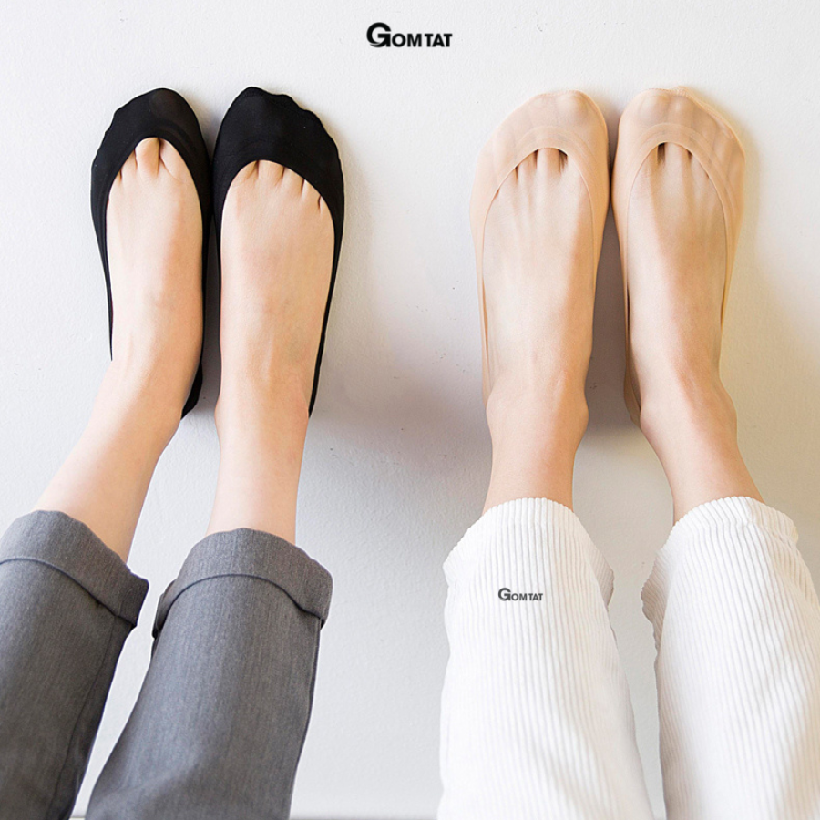 Tất nữ đi giày lười GOMTAT có đệm silicon chống tuột gót, chất liệu cotton mềm mại hút ẩm khử mùi - TNBB-1DOI