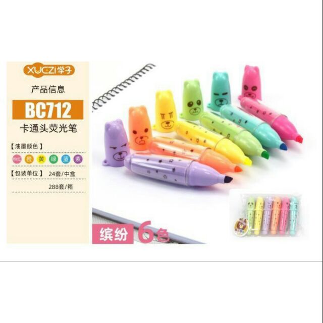 [HCM]Viết nhớ dòng dạ quang 712( set 6 cây)