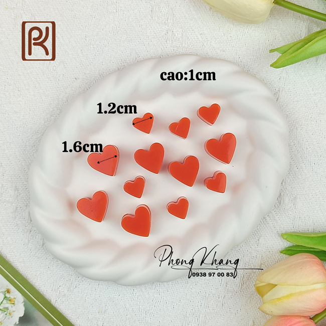 [Hàng dày nét] Khuôn silicon Phong Khang làm socola trái tim lớn nhỏ