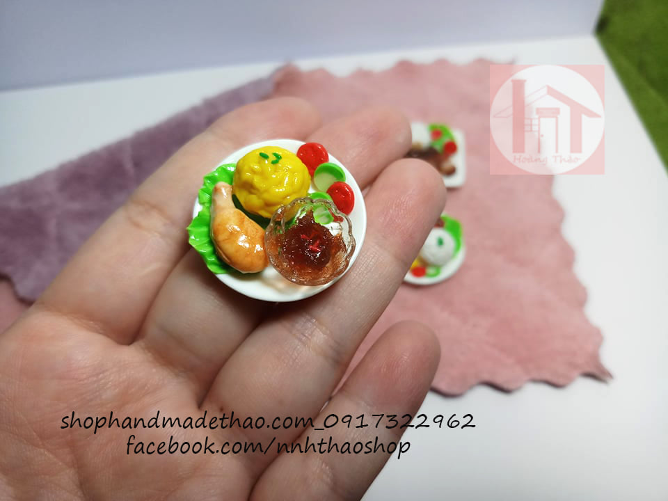 Mô Hình Đồ Ăn Trang Trí Roombox, Dollhouse_Cơm Đĩa