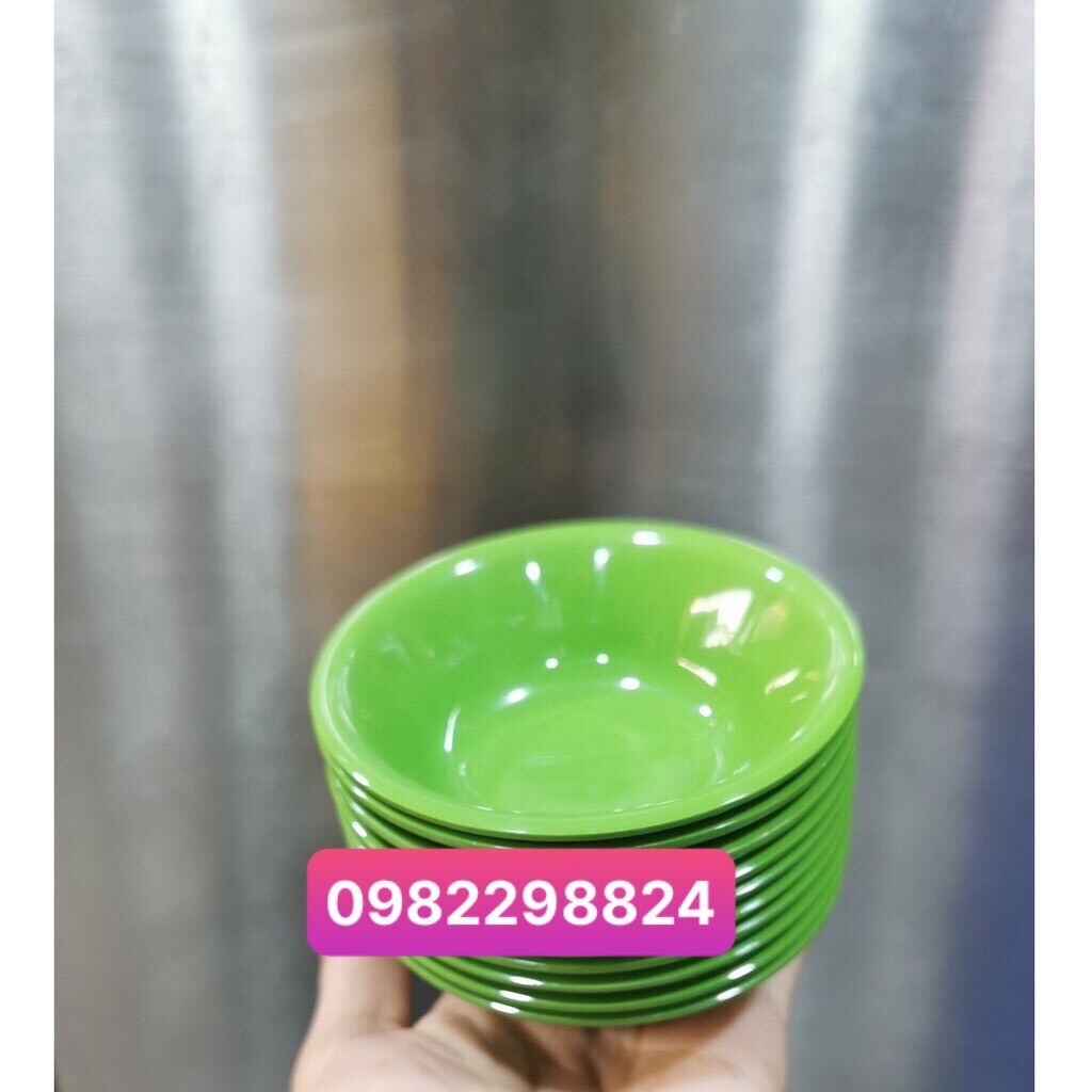 Bộ 10 chén chấm melamine màu xanh in -tl
