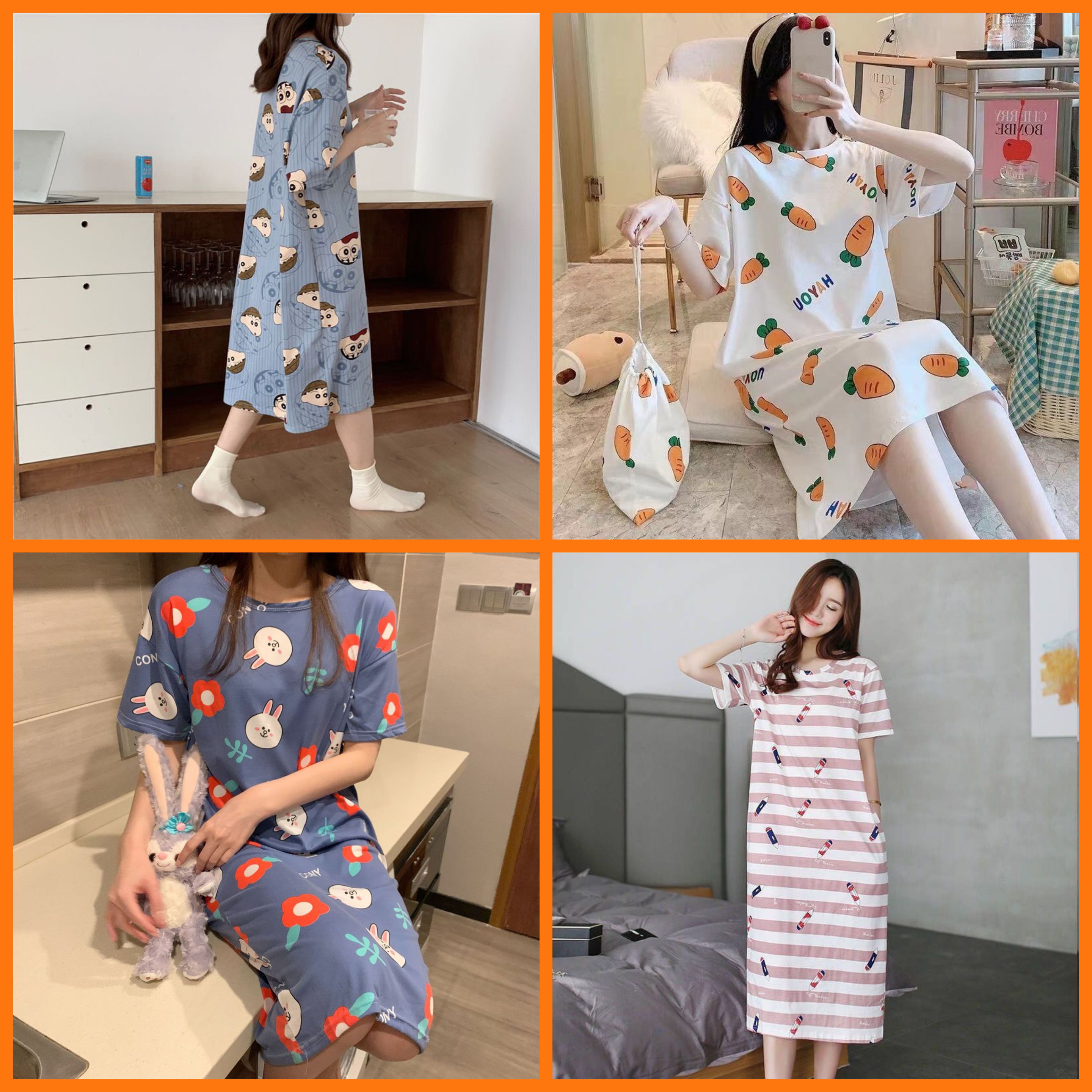 HOT!! Đầm Ngủ Thun Hoạt Hình Quảng Châu
