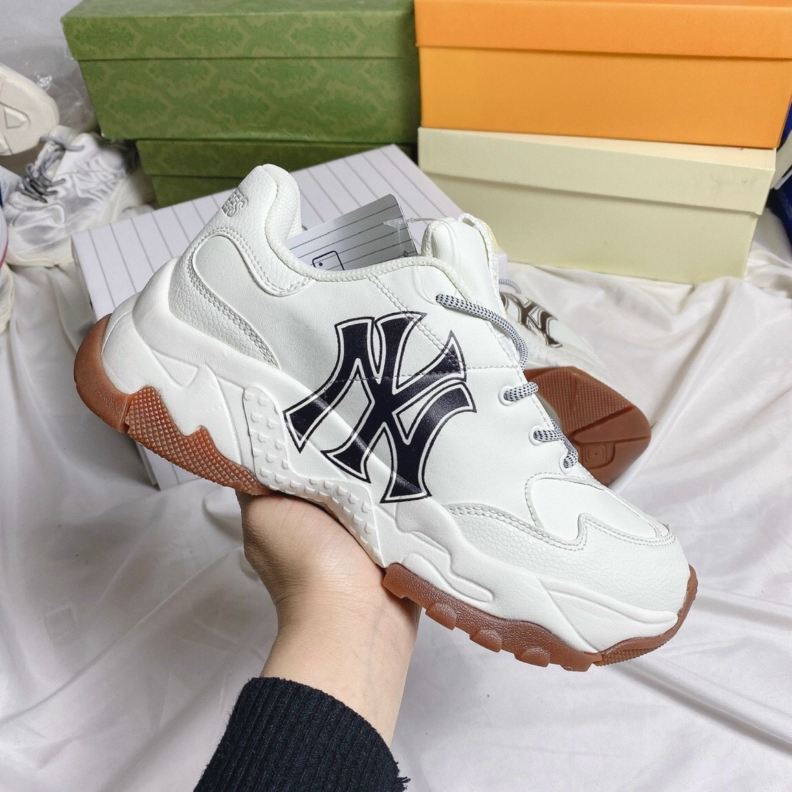 [TẶNG HỘP+BILL+TẤT] Giày MLB NY VÀNG bản in hàng đẹp