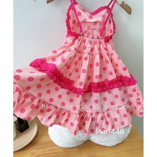 [VÁY BÉ GÁI] Váy maxi chấm bi hồng cực mát cho bé gái (8-18kg)