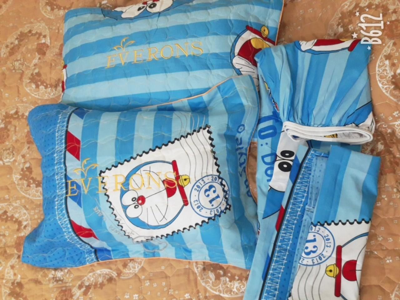 [HCM]Bộ Drap Nệm Cotton Poly Hàn Quốc Doremon