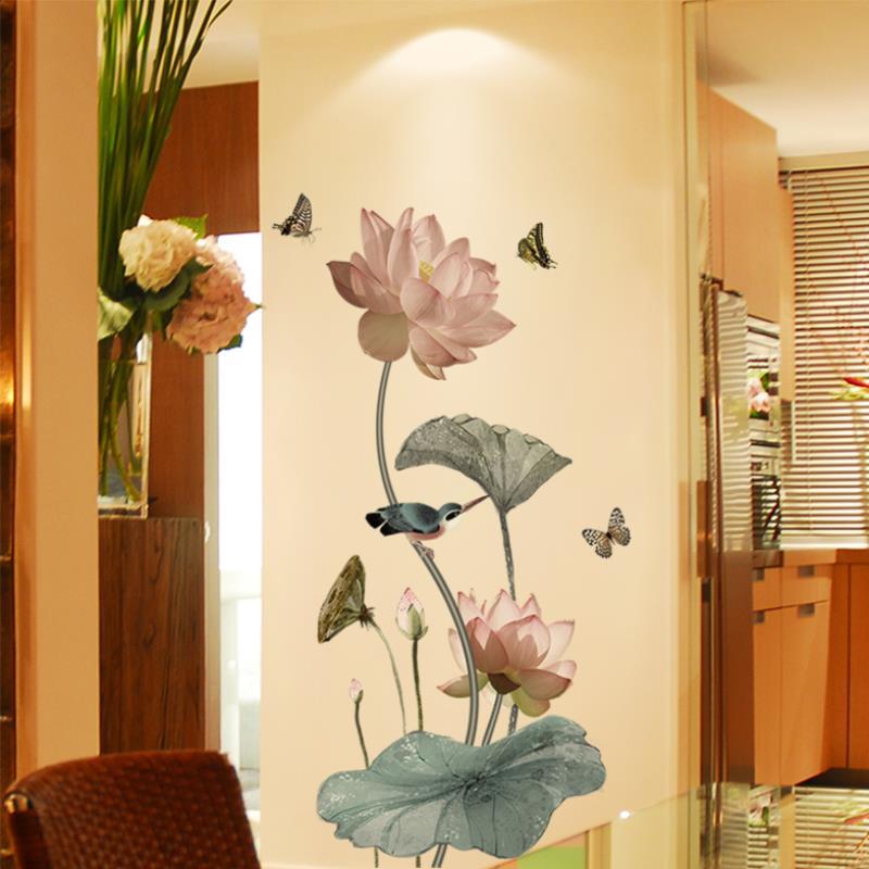 Decal dán tường bông sen nâu GS9382