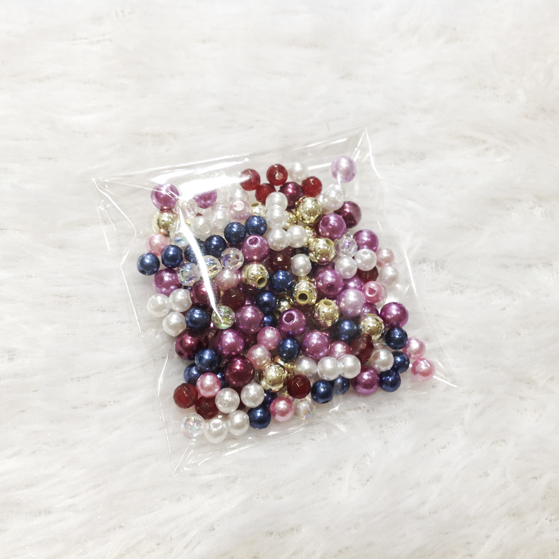 250 hạt cườm nhựa ngọc trai hỗn hợp đủ màu trộn cườm nhựa ancrylic lấp lánh size 4-5mm