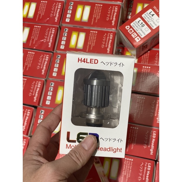Đèn pha led dạng bi cầu chân h4 gắn như zin sáng 2 màu gắn xe máy