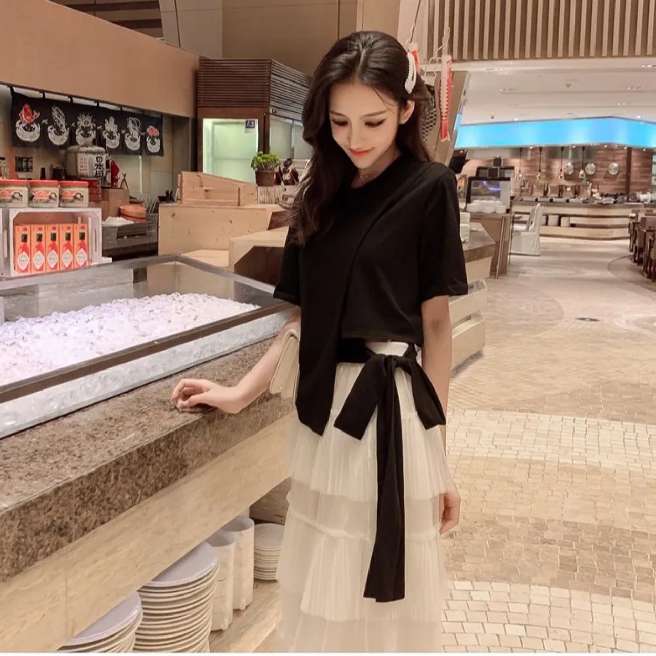 Aó Thun Captop Cột Dây Cute Dễ Thương