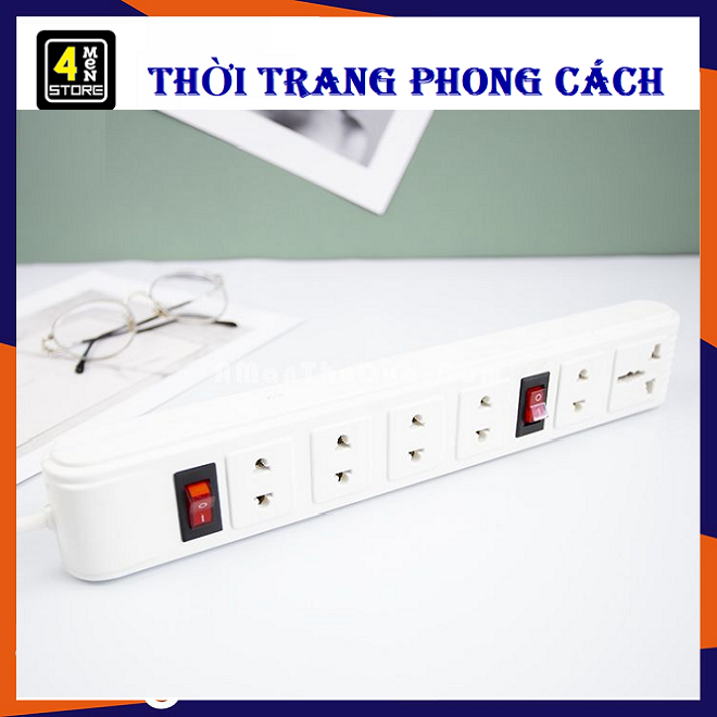 ⚡ siêu bền ⚡ ổ điện vecas 3m 2 công tắc - ổ cắm điện 6 lỗ 2 công tắc cao cấp