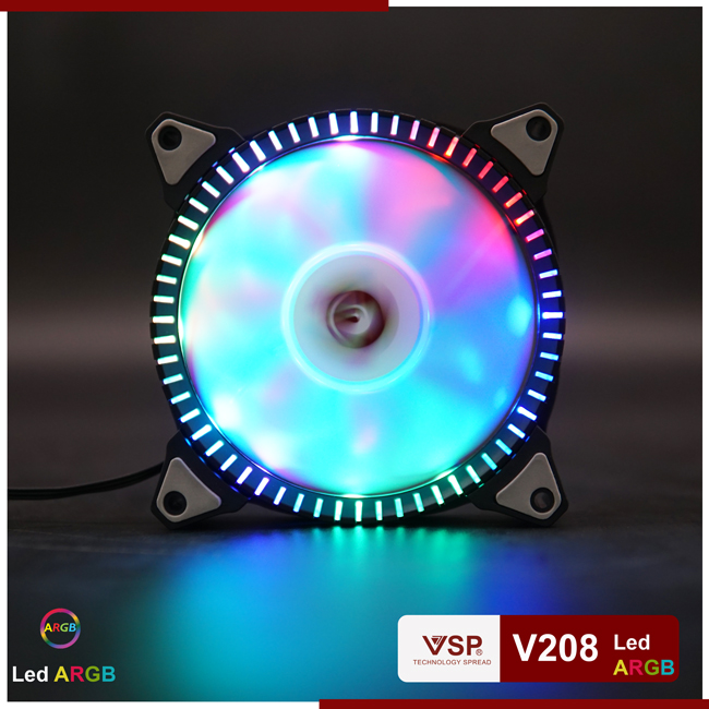 [HCM]Fan Led RGB VSP V208 (tự chuyển ko cần HUB) trang trí thùng máy tính cpu