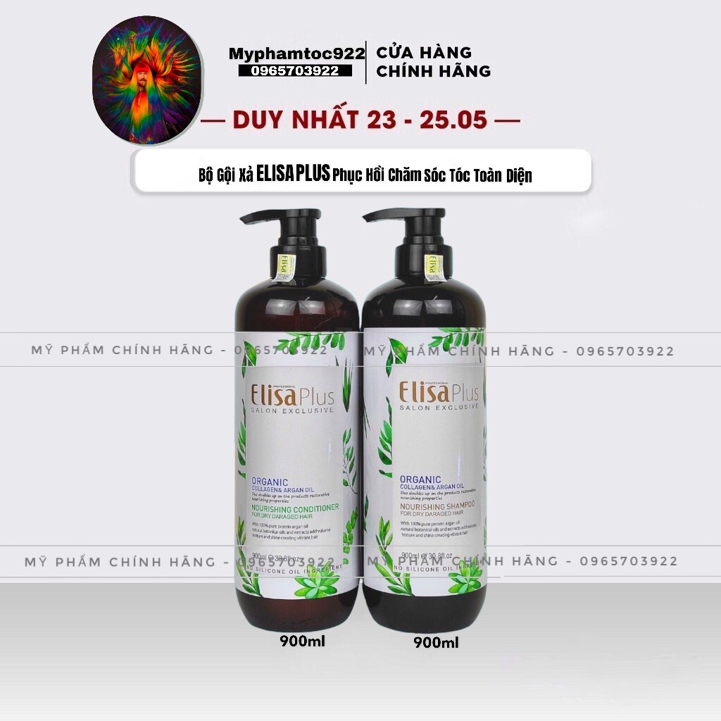 Gội xả chăm sóc tóc cao cấp toàn diện elisa plus 900ml