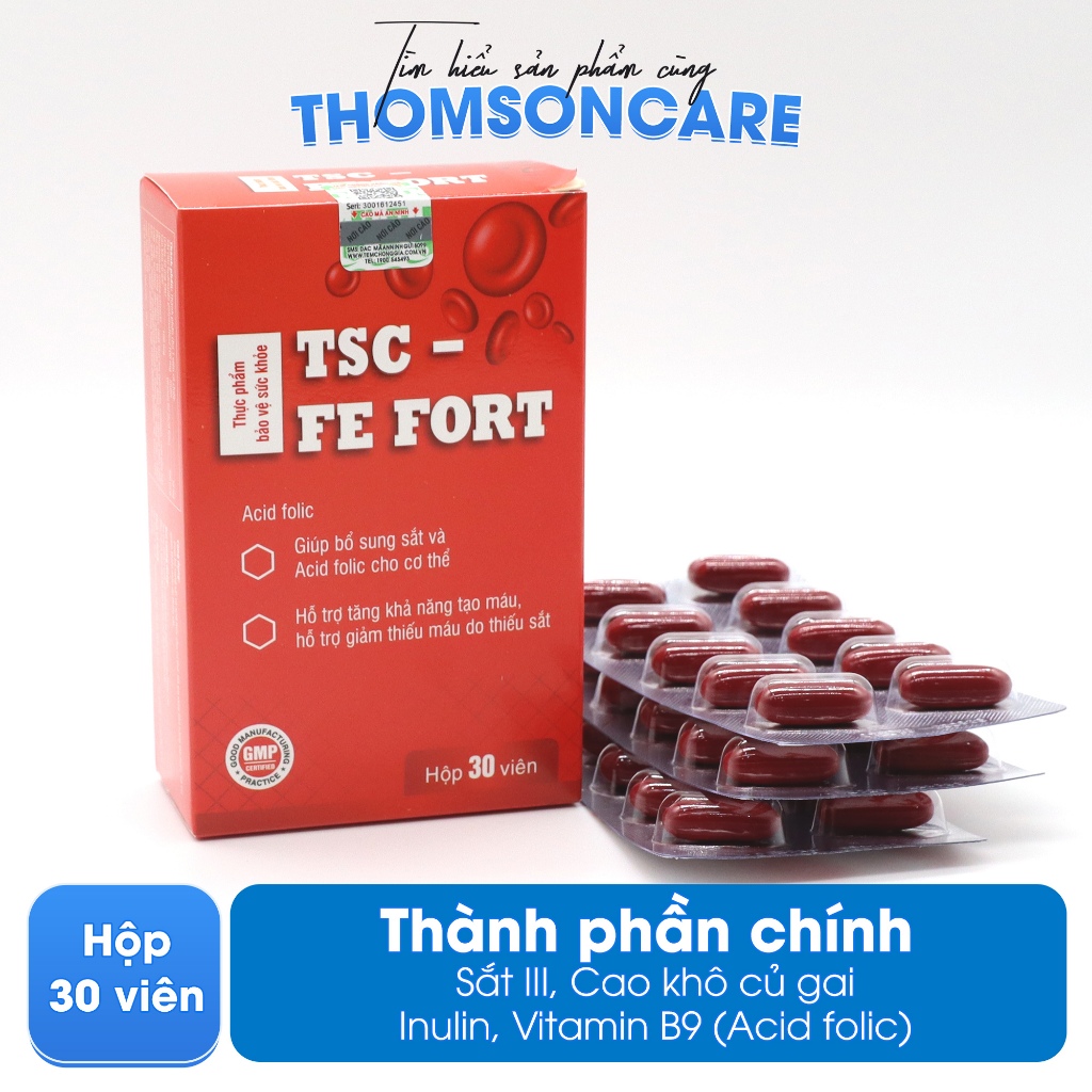 Bổ sung sắt Fe Fort TSC - dễ hấp thụ không táo bón, thêm vitamin B và axit folic cho phụ nữ mang thai, mẹ bầu - ngăn ngừa dị tật bẩm sinh ở thai nhi, người thời kỳ kinh nguyệt, người thiếu máu não mới ốm dậy, hoa mắt, chóng mặt