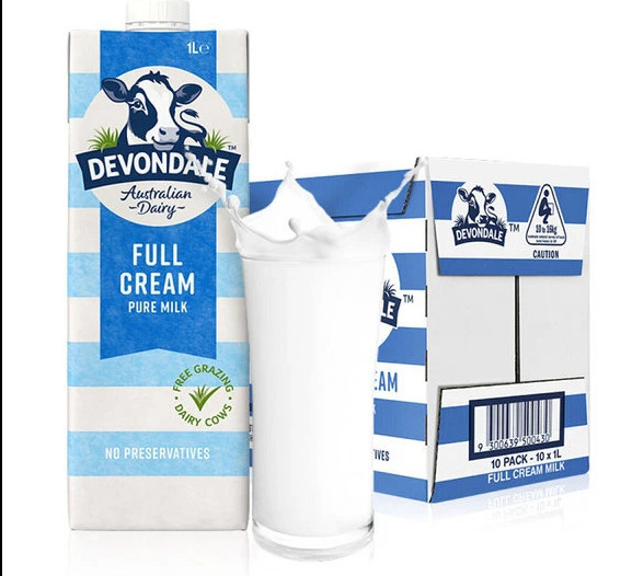 Thùng 10 hộp Sữa Úc DEVONDALE nguyên kem 1 lít
