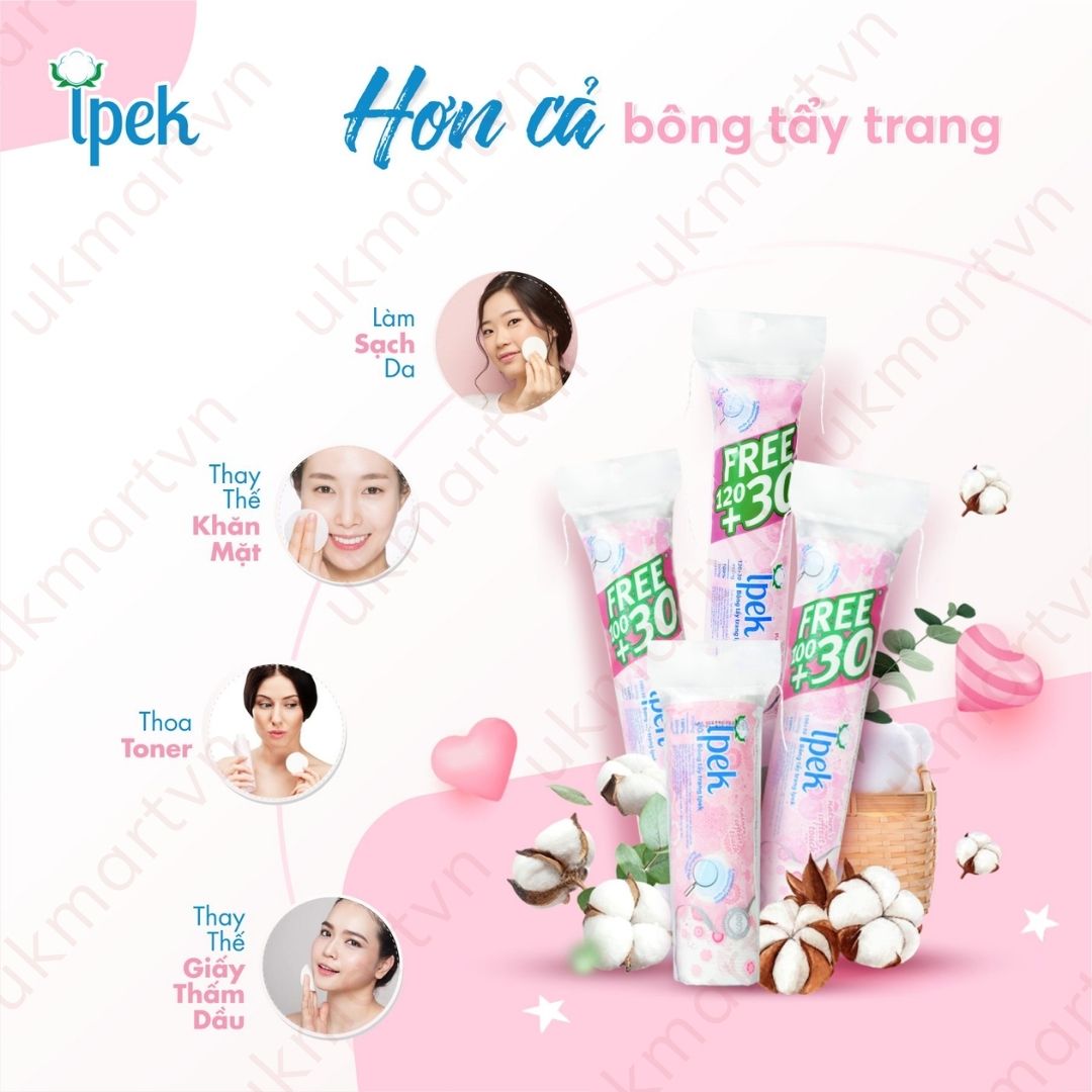 Combo of 5 Ipek Makeup Remover Cotton Pads 80 Pieces