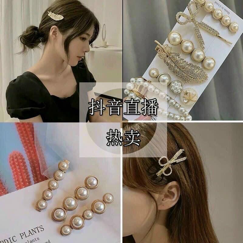 Set 6 kẹp tóc đính đá Hàn Quốc cao cấp