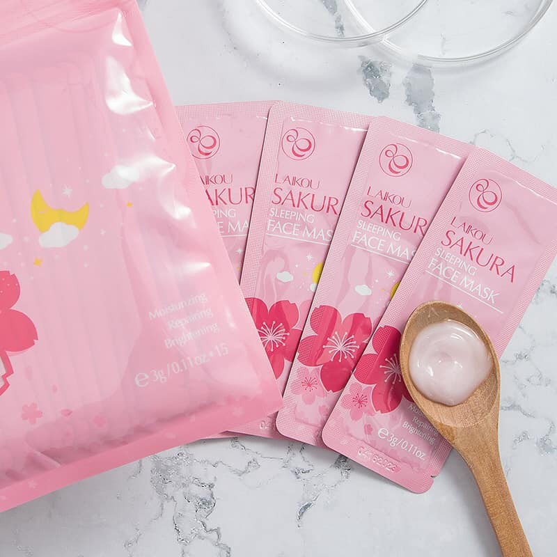 [COMBO] 5 Gói Mặt Nạ Ngủ Hoa Anh Đào Sakura Sleeping Face Mask Laikou - Dưỡng Ẩm, Trắng Sáng - Phù Hợp Mọi Loại Da