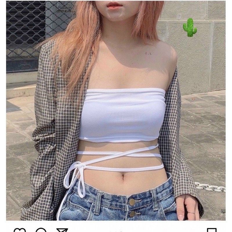 Áo ống chéo đan dây eo