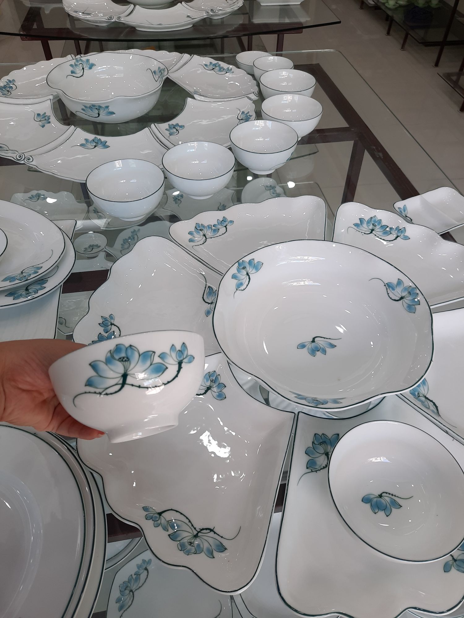 Bộ đĩa mặt trời sứ Bát Tràng