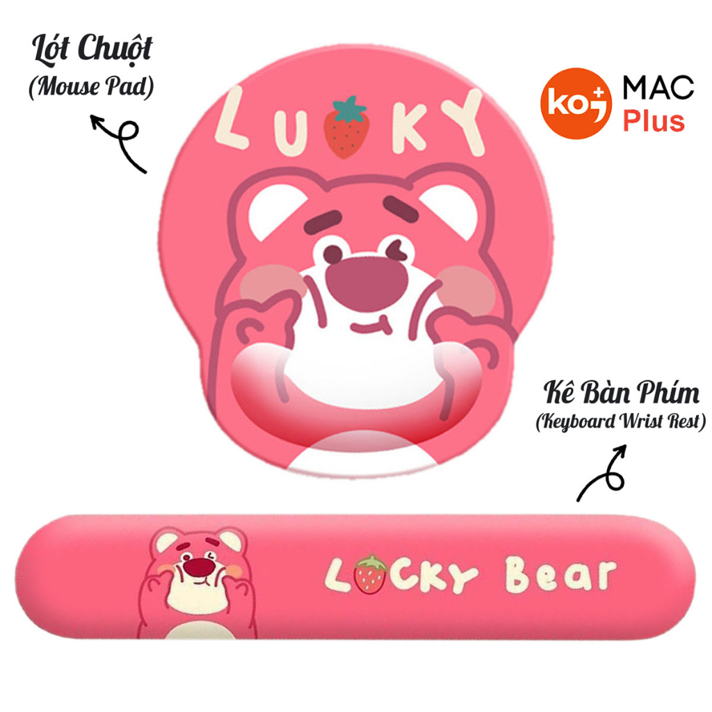 Non-slip strawberry Lotso bear keyboard mouse pad (thick waterproof stationery office decor)