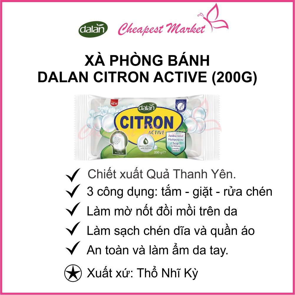 Xà phòng cục tắm gội kháng khuẩn Dalan Từ Quả Thanh Yên Dalan Citron 200g Chính Hãng