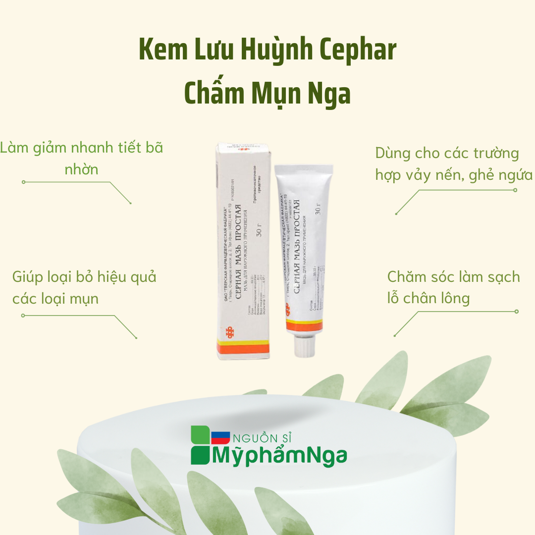 Kem lưu huỳnh Cephar chấm mụn Nga - loại bỏ mụn