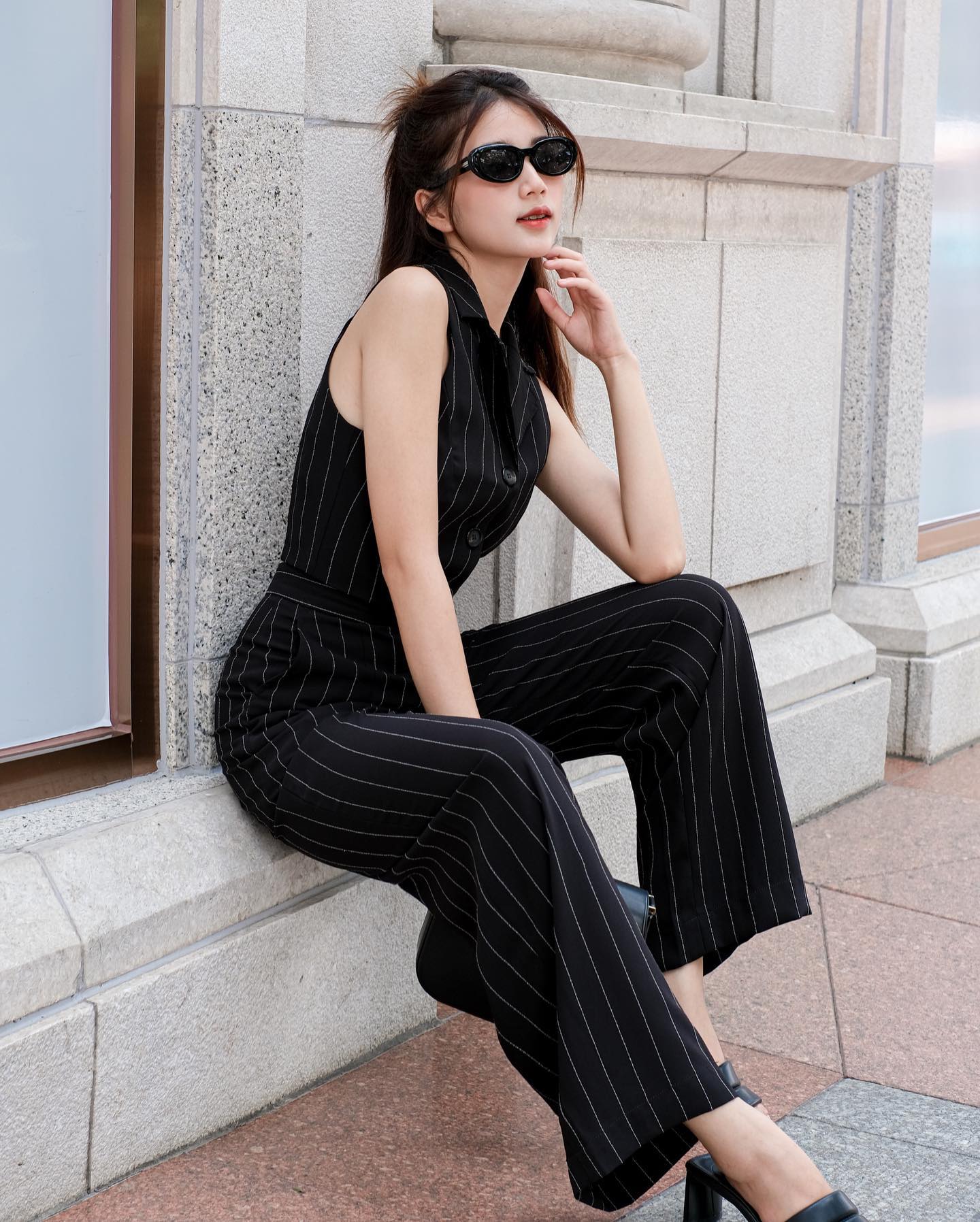 Set JINCA-áo và quần tây phối kẻ sọc