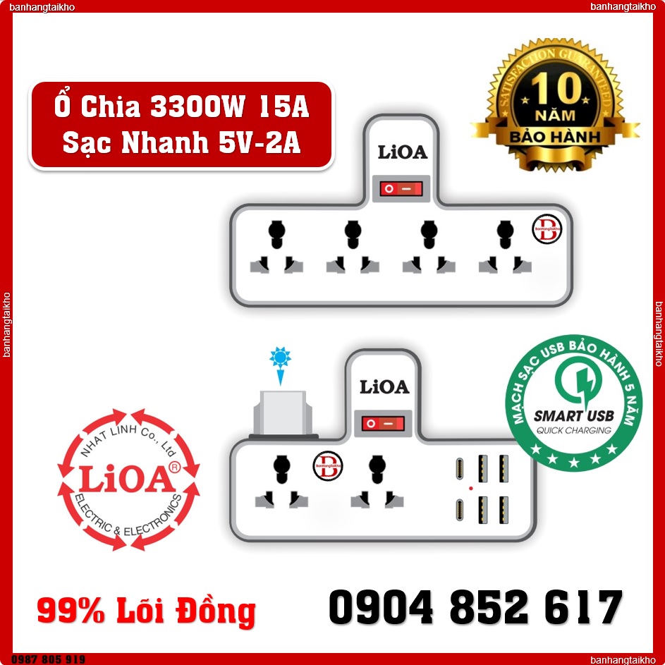 Ổ cắm nối chia 4 ổ đa năng LIOA NEW
