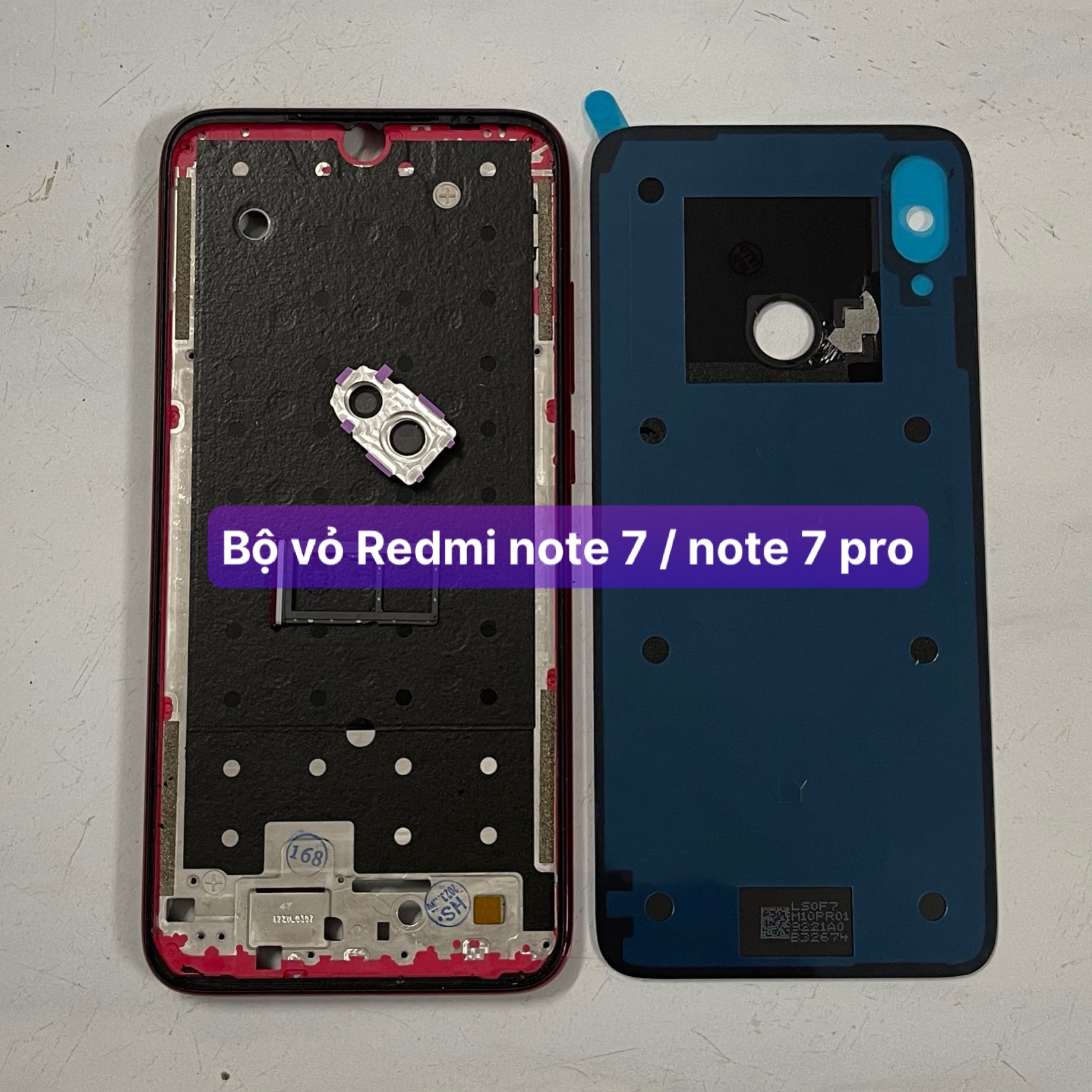 bộ vỏ xương Redmi note 7 / note 7 pro (zin) kèm khay sim và kính camera