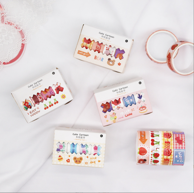 Bộ 4 Cuộn Băng Dính Washi Flowertree Dùng Để Trang Trí