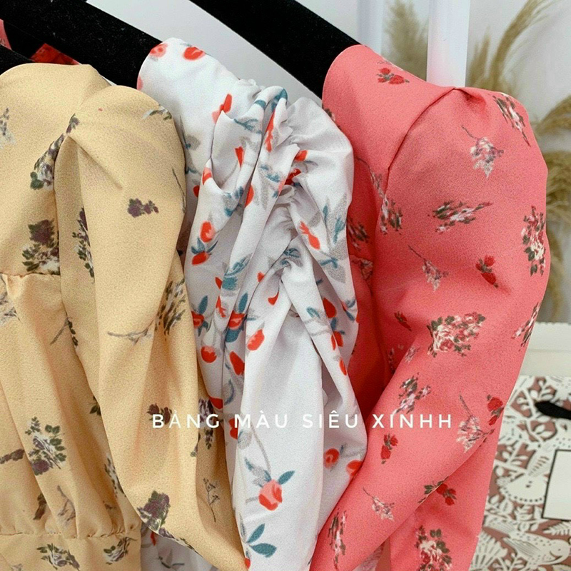 Đầm Lụa Hoa Công Sở Xếp Ly Ngực - Thời Trang Hoa Anh Đào