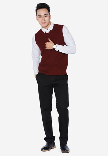 Áo len gile ALENGL008 đỏ đô quả trám