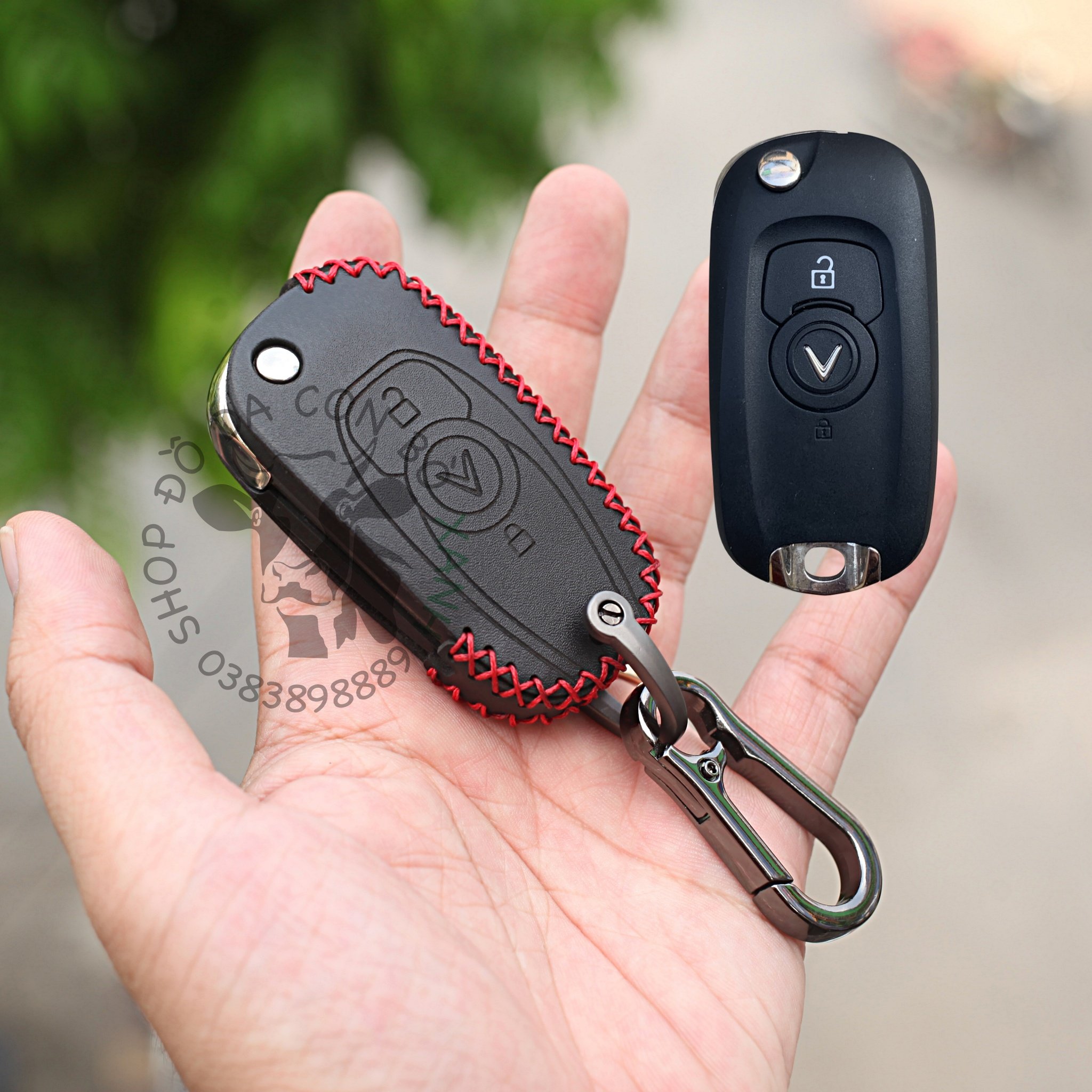 Bao da chìa khoá Vinfast Fadil handmade da thật 001