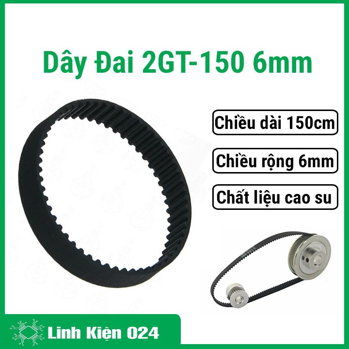 Dây đai 2GT 6mm dài 150mm (15cm) truyền động cơ