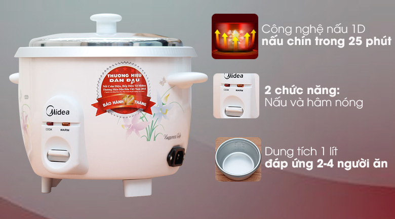 Nồi cơm điện Midea nắp đậy 1 lít MR-GM10SA